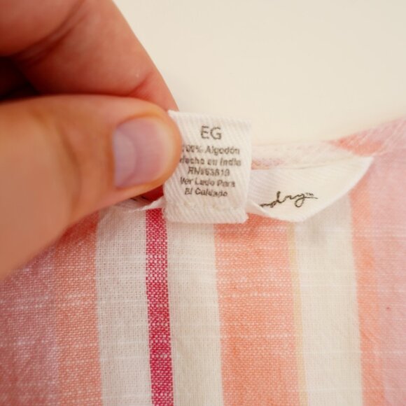 French Laundry Pink Striped Button Front Poncho XL Blouse Sleeveless V-Neck‎ - Picture 8 of 9
